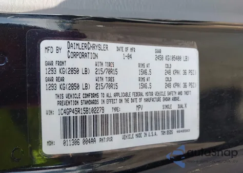 2005 Chrysler Town & Country z USA, uszkodzony, nr VIN 1C4GP45R15B102279